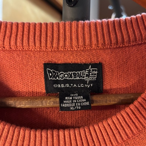 Dragon Ball Super Logo Pullover Knit Sweater Orange Yellow Black Men's Size XL - Picture 4 of 6